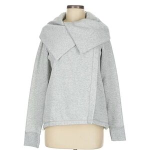 Z by Zella Small Gray Fleece Wrap Sweatshirt Asymmetrical Snap Cozy Pullover
